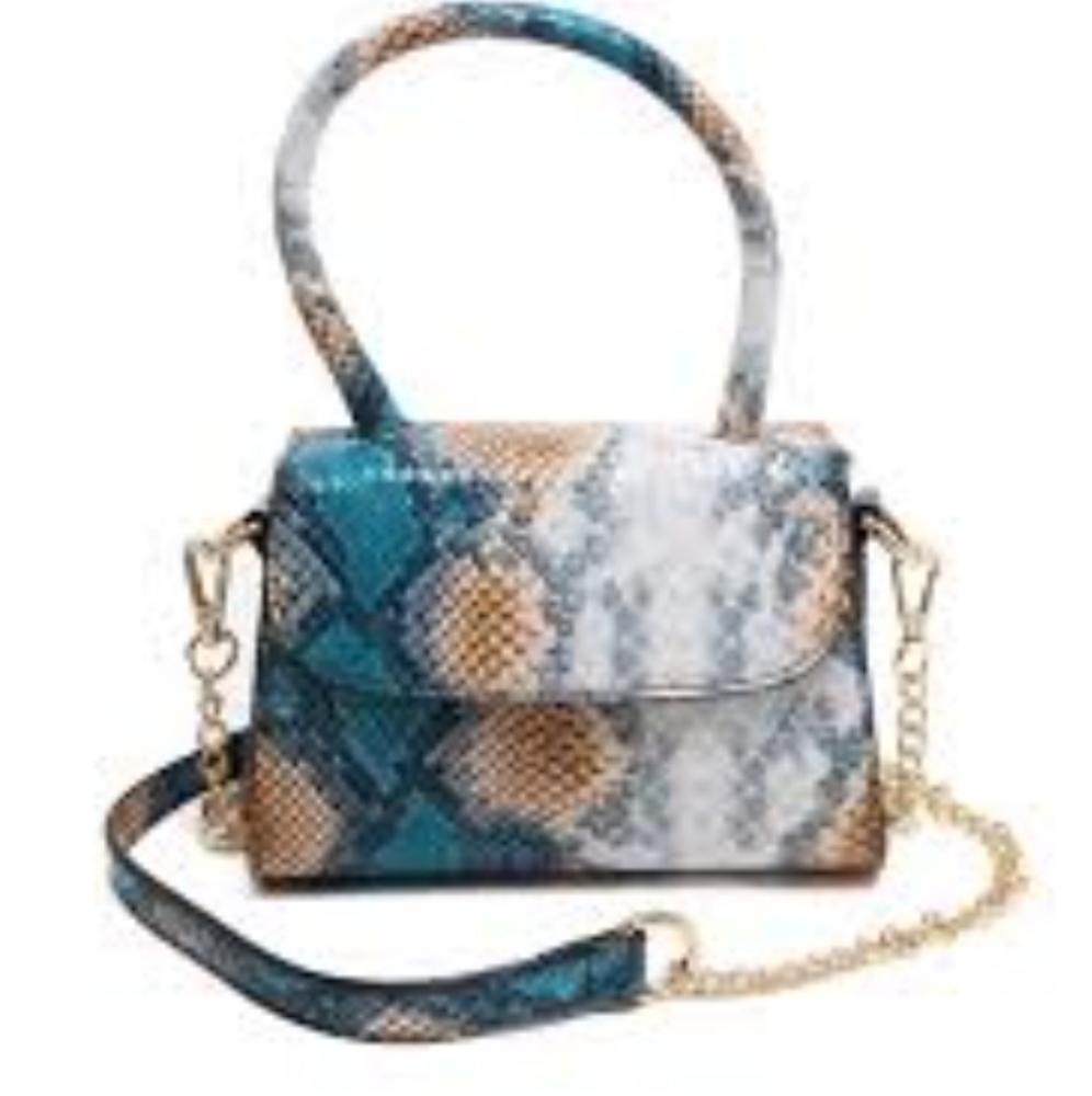 Fashion Nova Multi colored snake print crossbody clutch bag NMOT **